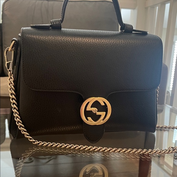 GUCCI Dollar Calfskin Interlocking
GG Top Handle Shoulder Bag Black authentic - Picture 4 of 16